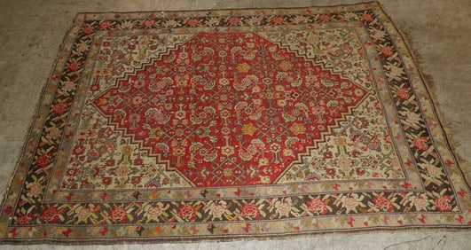 3' 5 by 4' 1" antique handmade Oriental rug