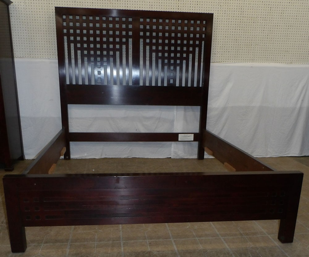 modern cherry queen size bed with rails by Stickley (1 of 5)