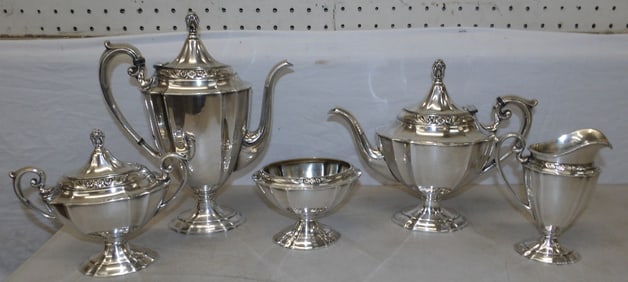 5 piece silver plated tea set