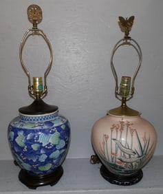 2 Oriental porcelain vases made into lamps