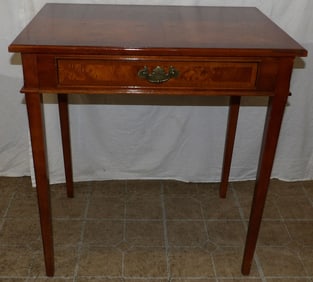 cherry and burled wood one drawer work stand