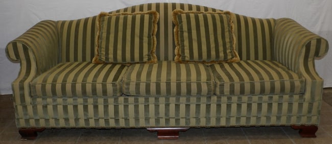 upholstered camel back sofa by Kindel furniture company