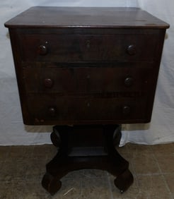 19th century mahogany Empire three drawer night stand