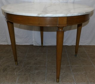 round cherry and marble top center table