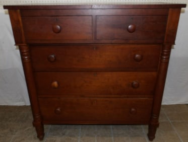 19th century cherry two over three drawer chest