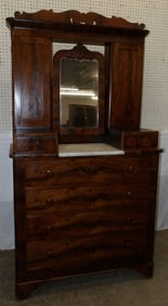 19th Century Mahogany Empire Marble Top Wig Dresser