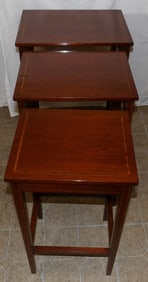 Set of Three Mahogany Inlaid Nesting Tables