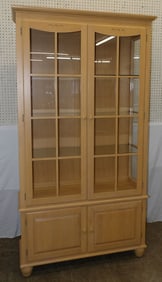 Modern Maple Glass Door Lighted Cabinet by Ethan Allen
