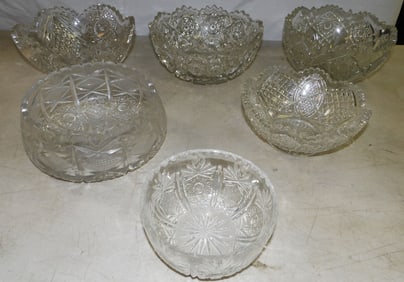Lot of Cut & Press Glass Bowls