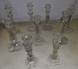 Lot of Glass Candlesticks