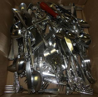 Lot of Stainless Steel Flatware: Lot of Stainless Steel Flatware. Up to 9" H 9" D ALL DESCRIPTIONS AND ANY CONDITION STATEMENT GIVEN BY LANGSTON AUCTION GALLERY ARE STRICTLY OPINIONS AND LANGSTON'S SHALL HAVE NO RESPONSIBILITY FOR ER