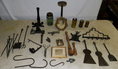 Lot of Antique Forged Iron & Country Items