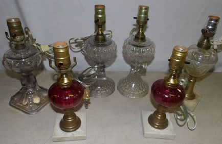Lot of Antique Glass Oil Lamps