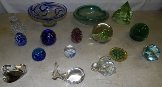 Lot of Art Glass Paperweights & Bowls