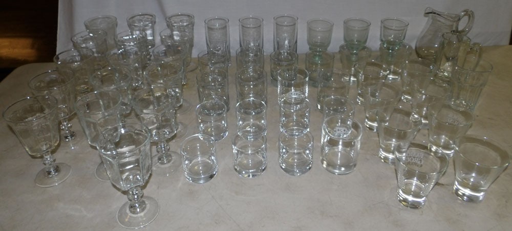 Lot of Cocktail Glasses: Lot of Cocktail Glasses. Up to 7" H 3 1/2" Dia. ALL DESCRIPTIONS AND ANY CONDITION STATEMENT GIVEN BY LANGSTON AUCTION GALLERY ARE STRICTLY OPINIONS AND LANGSTON'S SHALL HAVE NO RESPONSIBILITY FOR ERR
