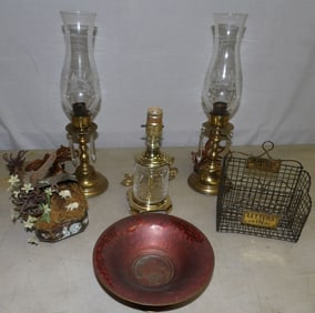 Lot of Brass & Glass Items