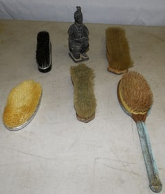 Lot of Horsehair Brushes & Oriental Figurine
