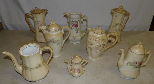 Lot of Hand Painted Porcelain Chocolate Pots