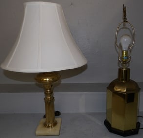 2 brass lamps one by cornelius and company