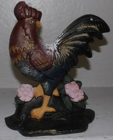 painted cast iron rooster door stop