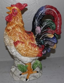 painted porcelain rooster flower vase
