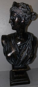 painted ceramic Greecian bust of lady