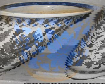 Blue & White Oriental Porcelain Jardiniere