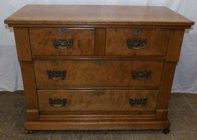 antique 2 over 2 drawer walnut chest