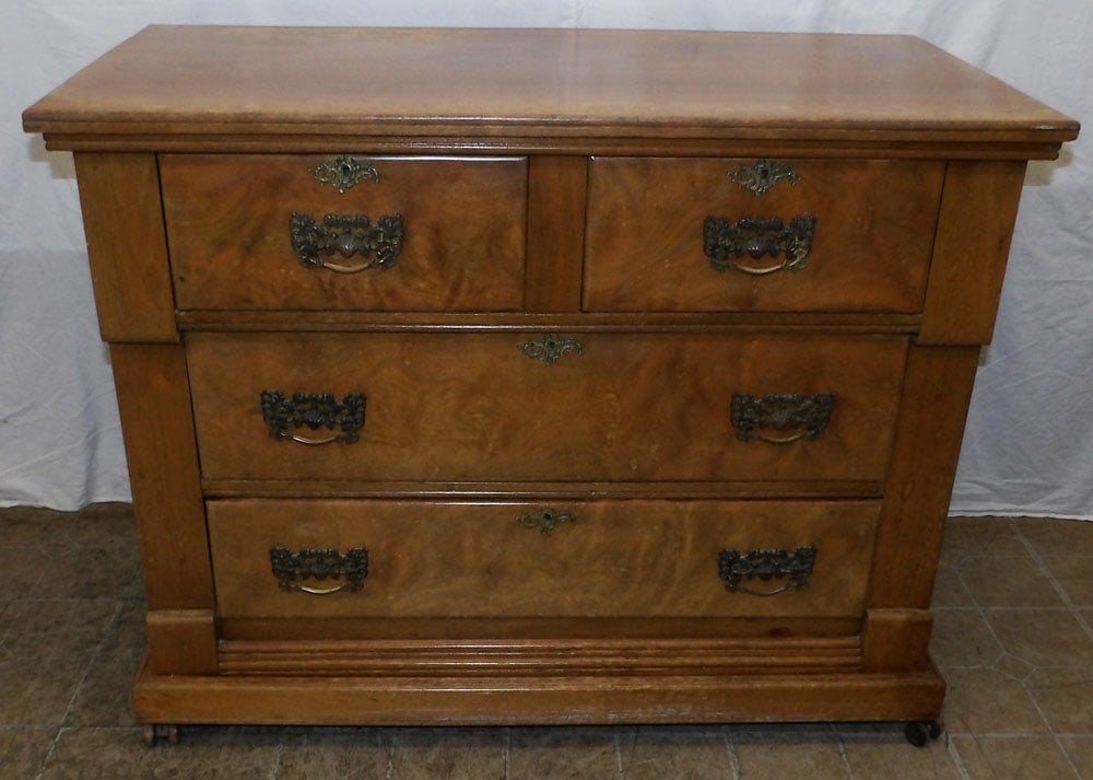 antique 2 over 2 drawer walnut chest  (1 of 4)