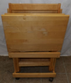 set of maple tv trays