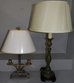 chrome and brass lamp and painted metal lamp