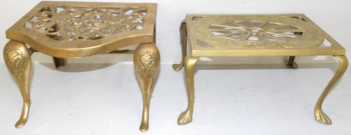 2 brass trivets