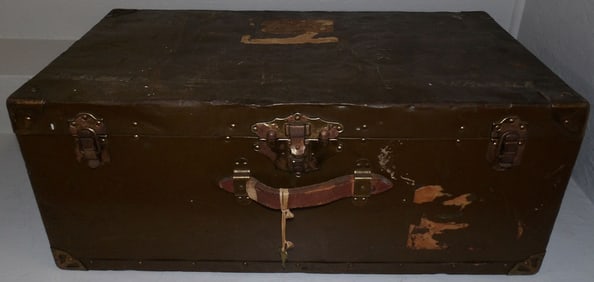 vintage metal bound foot locker