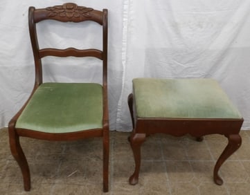 mahogany side chair and bench