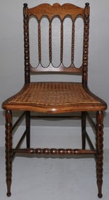 salamander wood Jenny Lind style Victorian side chair with cane seat