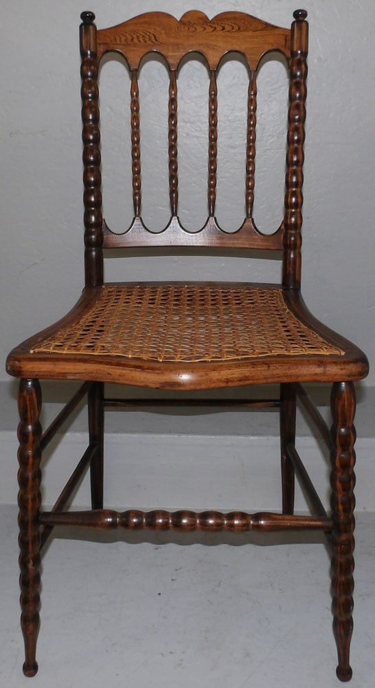salamander wood Jenny Lind style Victorian side chair with cane seat  (1 of 5)