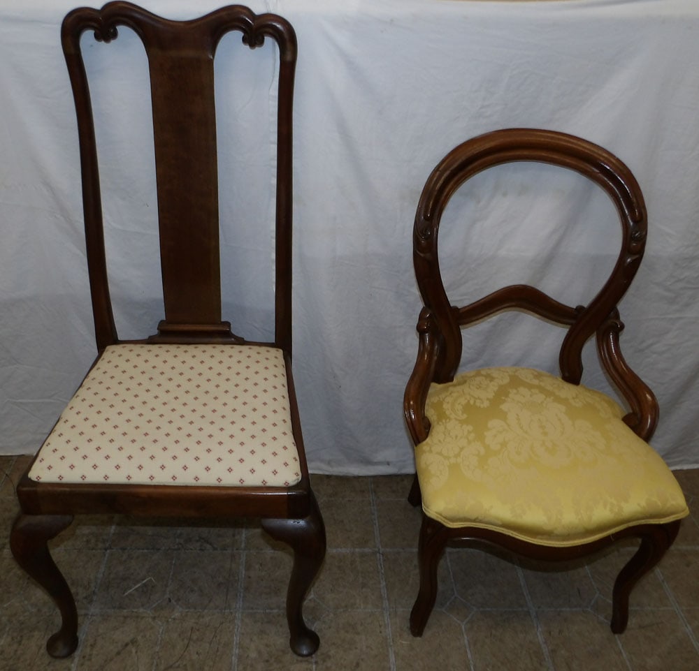 antique walnut Victorian side chair and Queen Anne side chair (1 of 5)