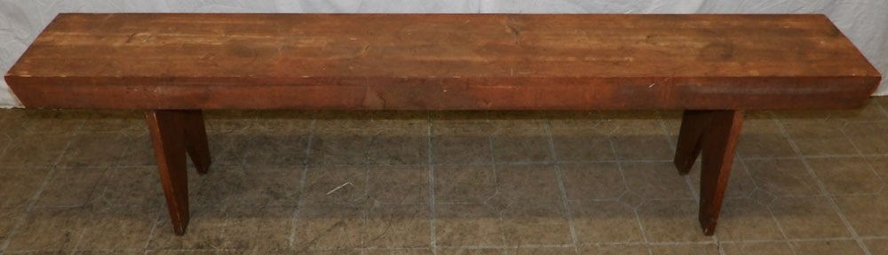 pine bench : pine bench . 15 3/4" H 66" W 11" D ALL DESCRIPTIONS AND ANY CONDITION STATEMENT GIVEN BY LANGSTON AUCTION GALLERY ARE STRICTLY OPINIONS AND LANGSTON'S SHALL HAVE NO RESPONSIBILITY FOR ERRORS OR OMISSI