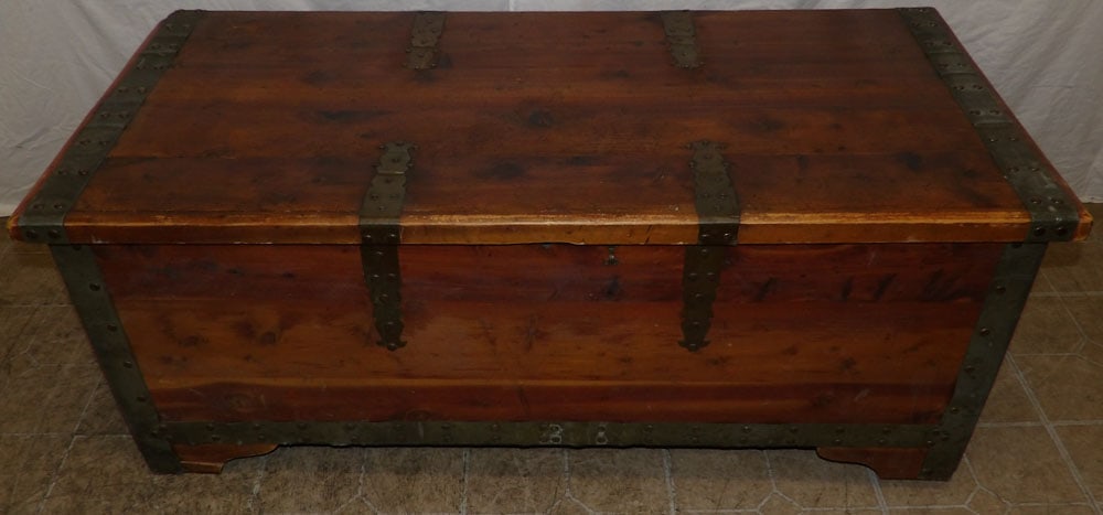 antique cedar and metal bound blanket chest (1 of 8)