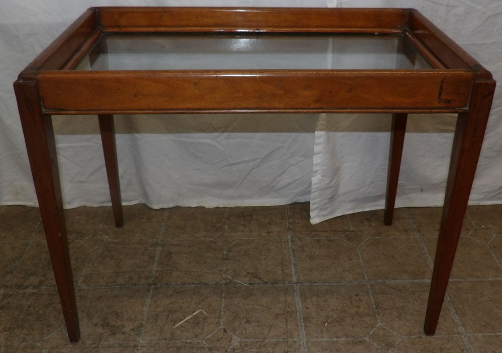 antique mahogany and glass top tea table  (1 of 3)