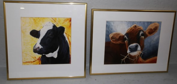 2 framed cow prints
