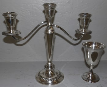 sterling weighted candelabra and sterling lord saybrook international goblet