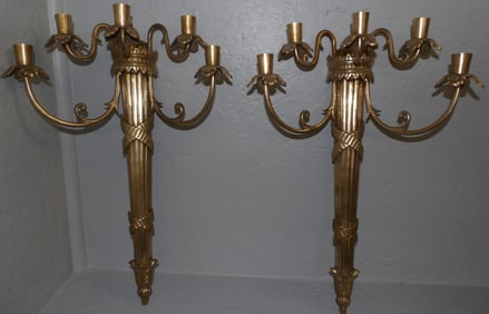 2 brass wall sconces