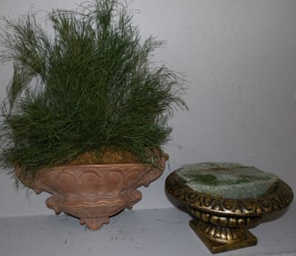 ceramic jardiniere and hanging wall pocket