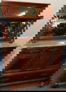 cherry victorian marble top sideboard with mirror back 
