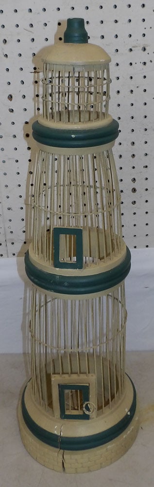 painted wood and wire bird house  (1 of 2)