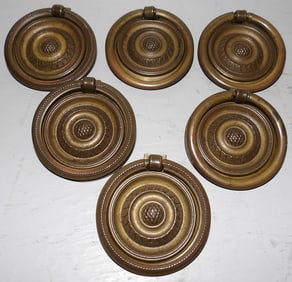 Lot of Six Brass Furniture Pulls