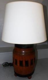 antique wooden wheel hub lamp