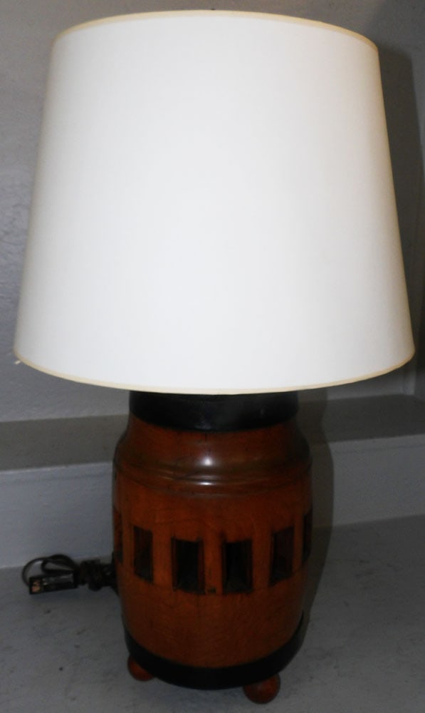 antique wooden wheel hub lamp (1 of 2)