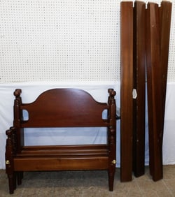 pair of mahogany bench made twin beds with bolts and rails